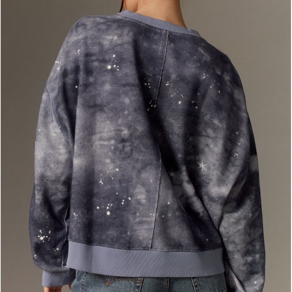 Pilcro Scenic Mountain Crew Neck Sweatshirt from Anthropologie Blue Pattern Sz L - Picture 2 of 13